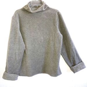 DKNY CLASSIC sz L Khaki Beige Neutral Cozy Comfy Relaxed Fit Warm Up Top Cotton